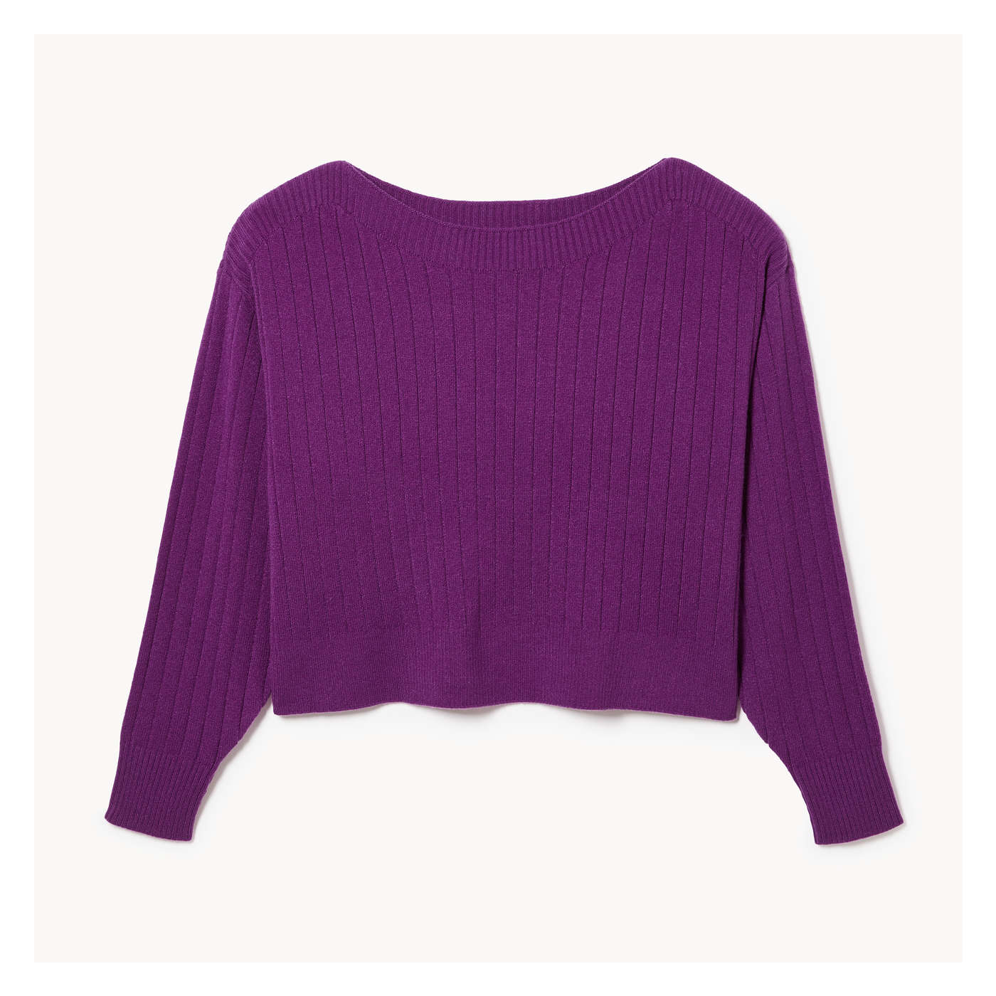 Women Boatneck Knit Sweater in Dark Purple from Joe Fresh